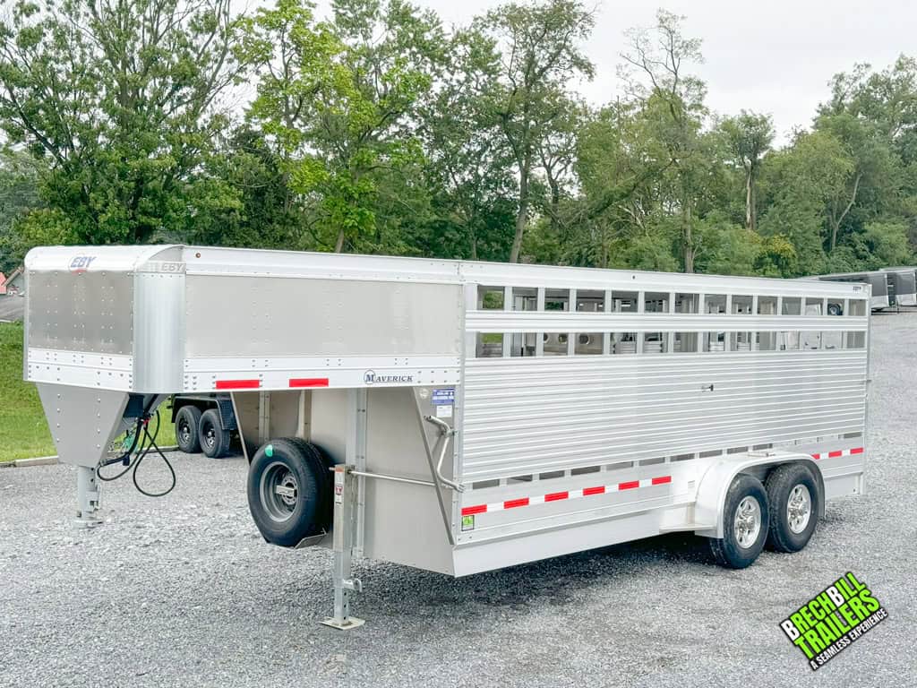 Front view of a 2024 Model EBY Maverick Livestock Trailer