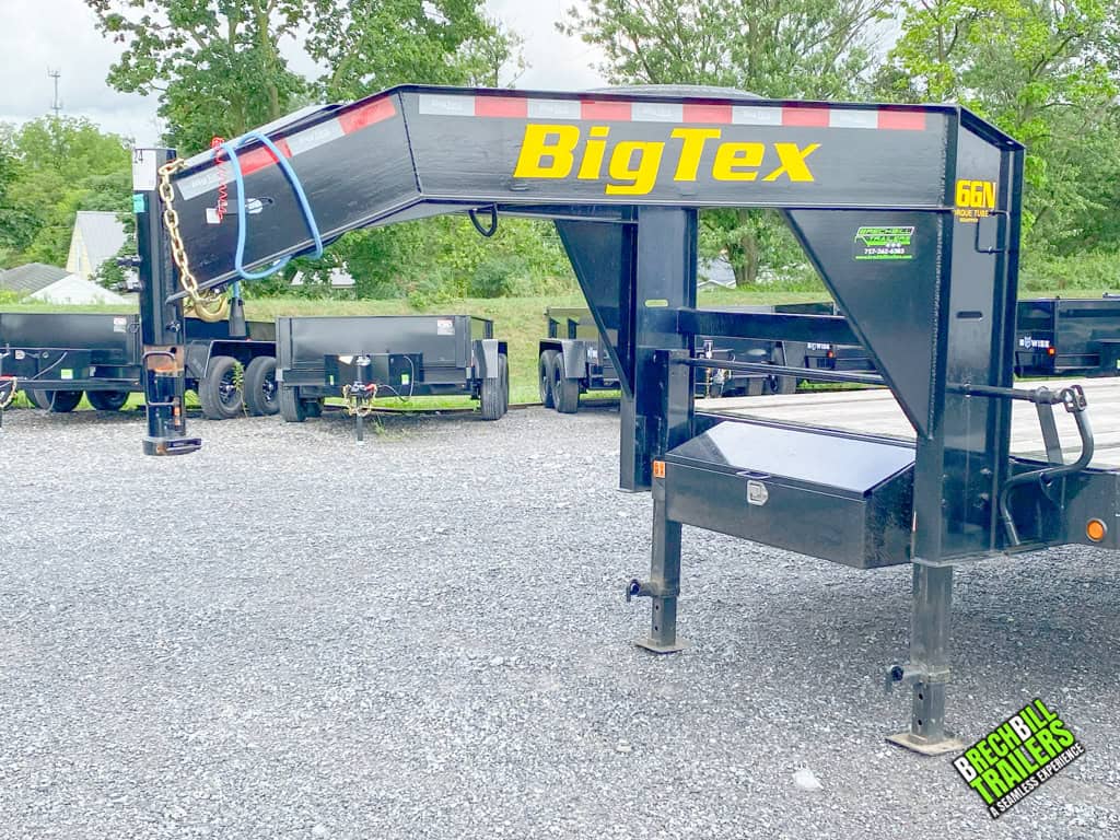 Big Tex gooseneck trailer in black.