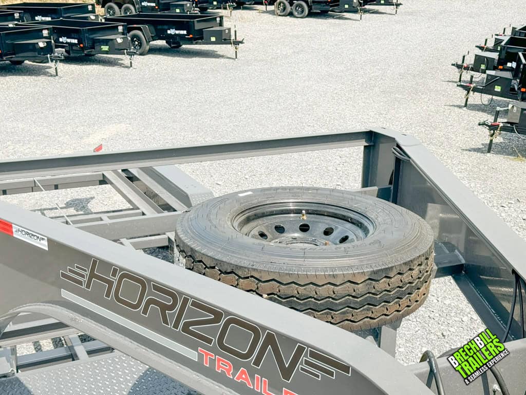 Spare wheel on the trailer.