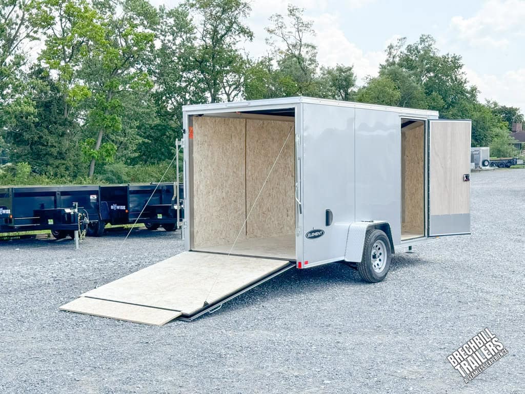 Look Element V-Nose Enclosed Trailer parked in the lot.