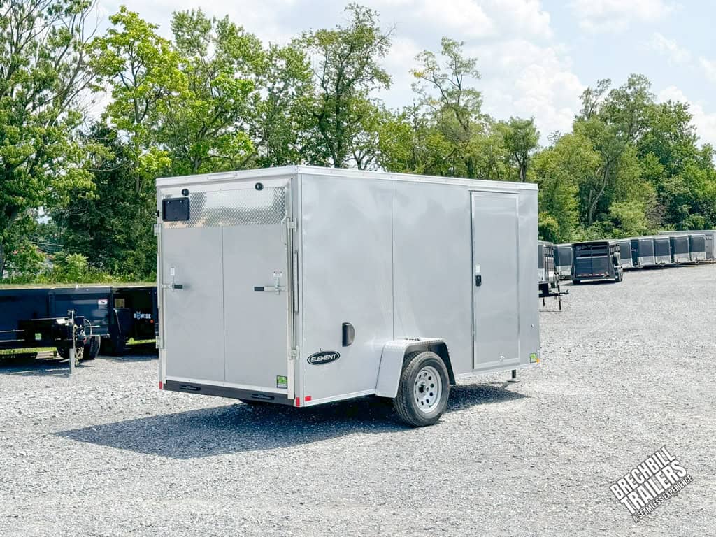 The Look Element V-Nose Enclosed Trailer 6x12 parked for sale.