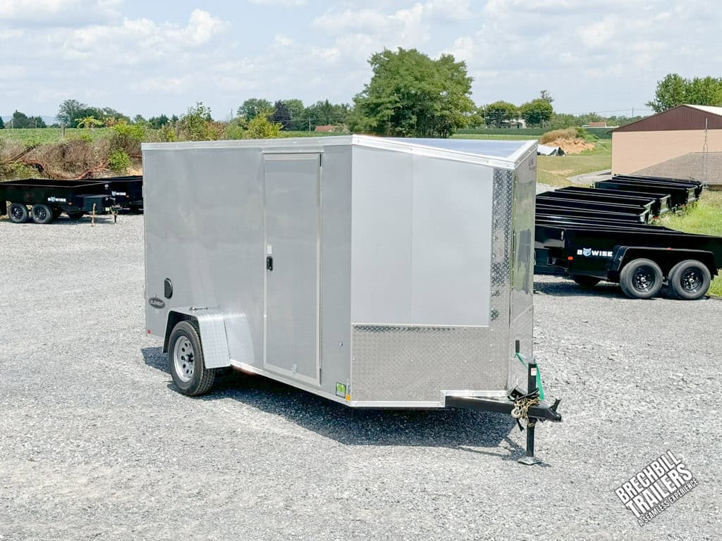 A parked Look Element V-Nose Enclosed Trailer 6x12
