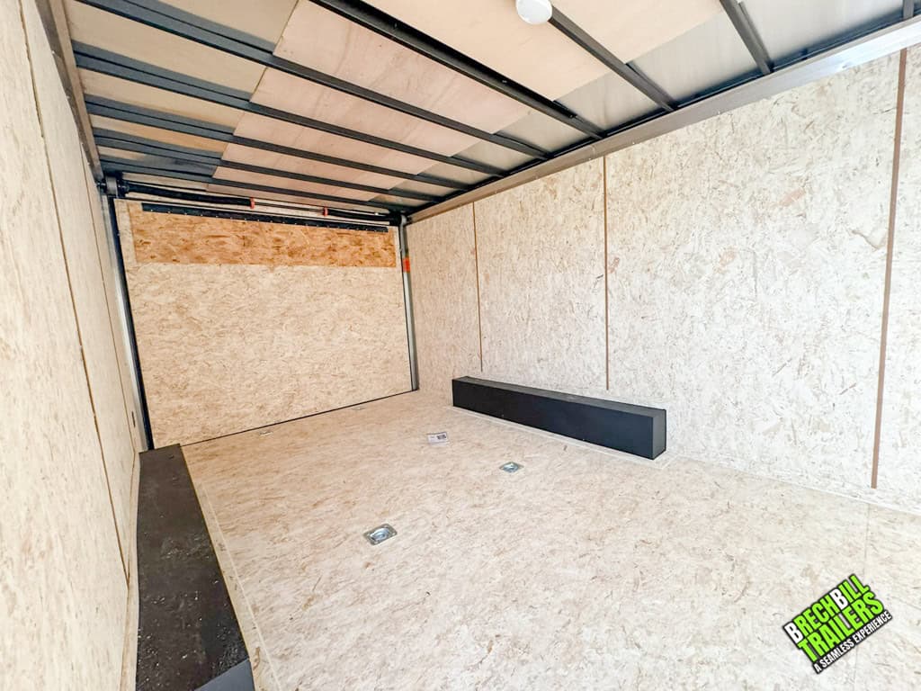 Inside a Look Enclosed V-nose Cargo Trailer