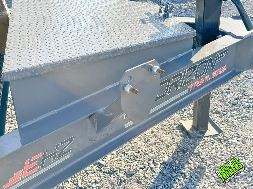 Close up view on the front of the Horizon 20ft Low Pro Equipment Trailer
