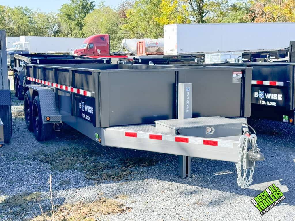 A new black Bwise DLP 15.4K HD 7GA Floor Dump Trailer for sale.