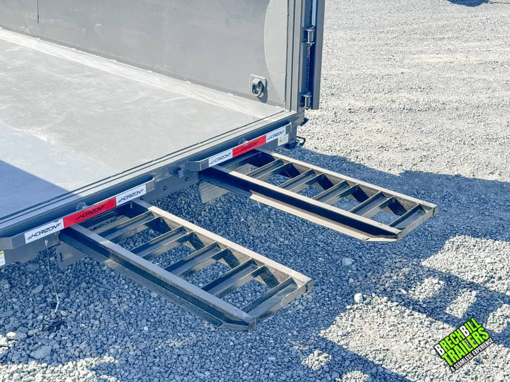 Slide out ramps on a Horizon dump trailer.