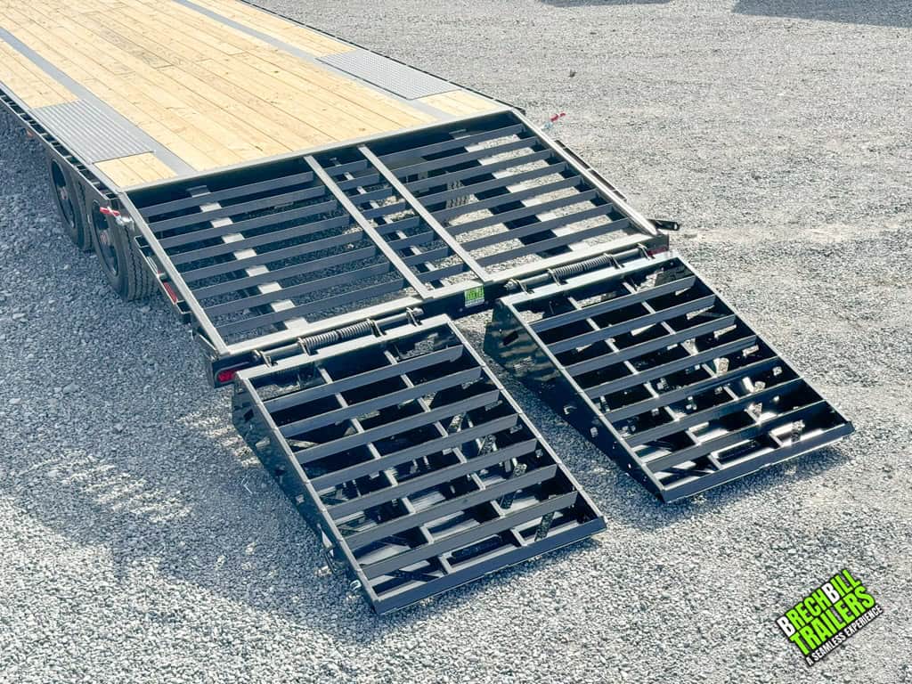Close up view of the trailer ramps.