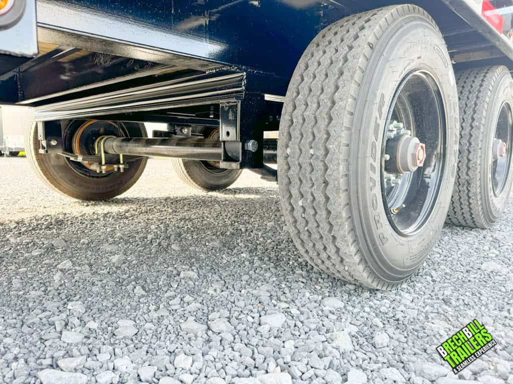 Leaf suspension and axles on the Horizon 30ft Dual Axle Bumper Pull Trailer