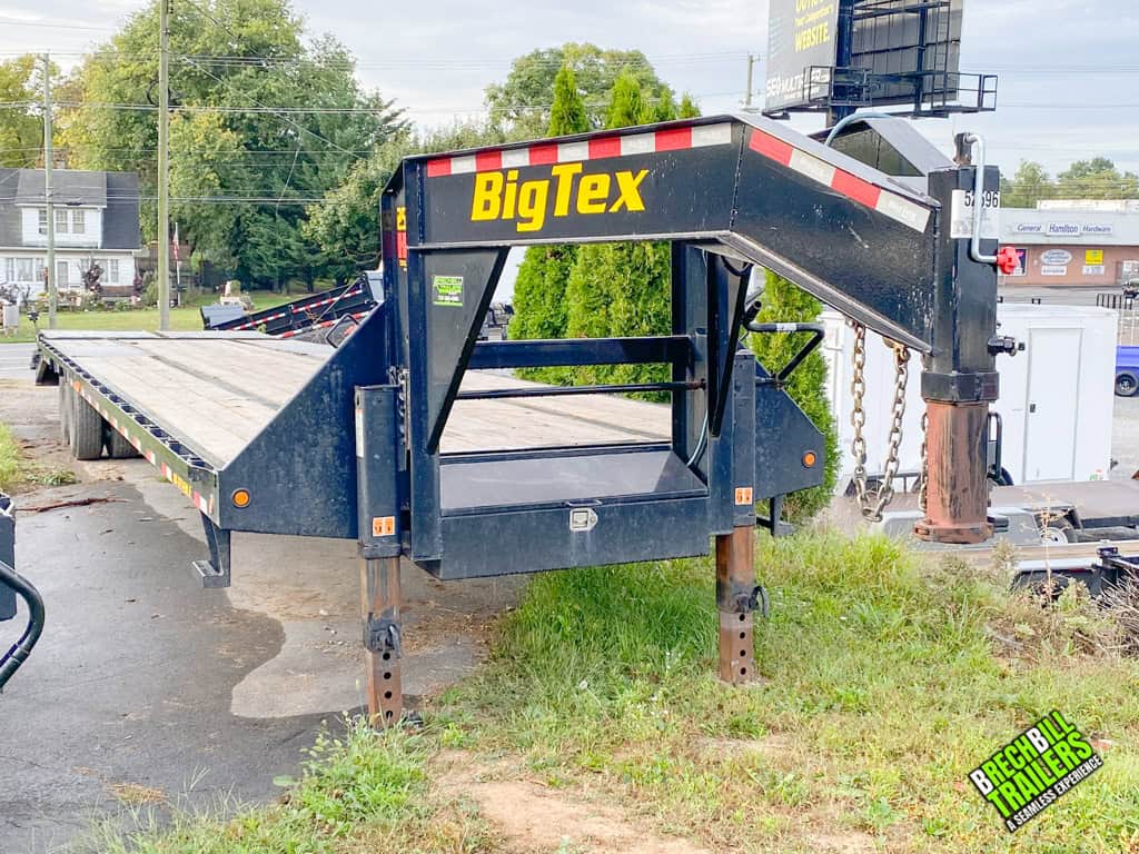 Front view of a used Big Tex gooseneck trailer for sale.