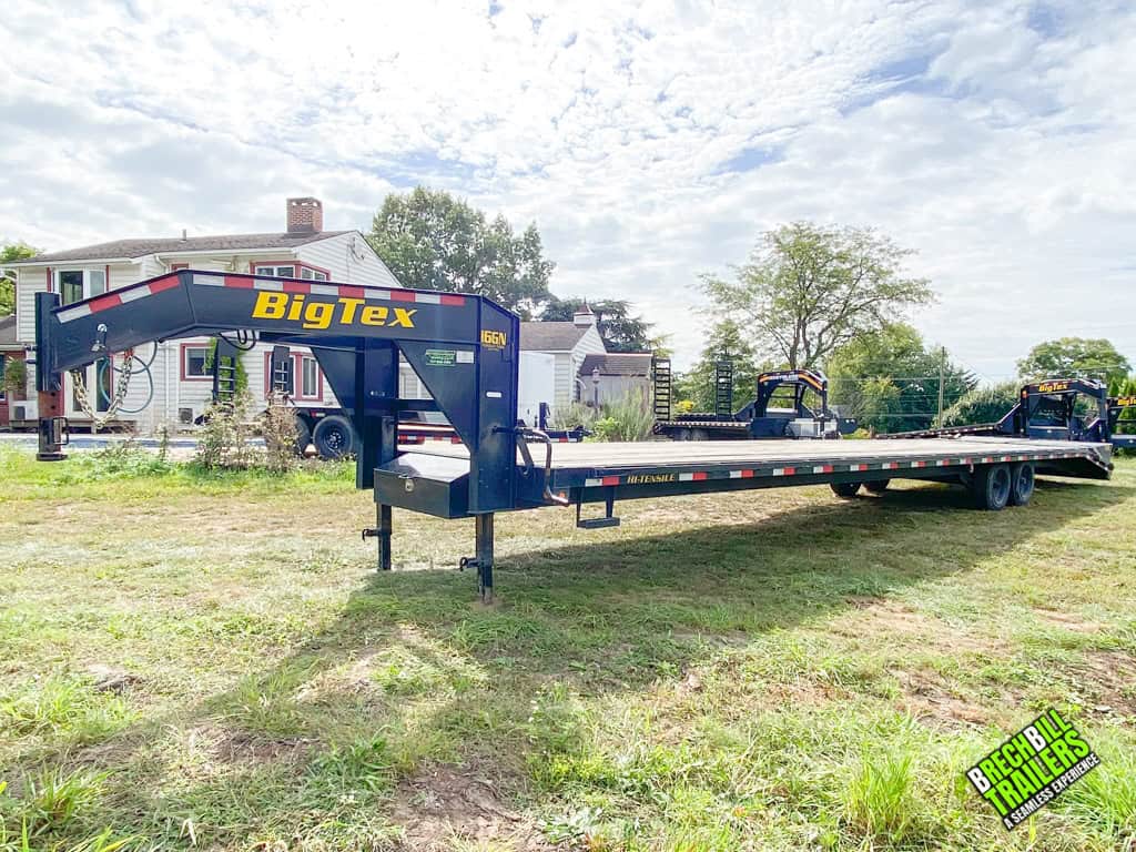 Front view of a Big Tex gooseneck trailer.
