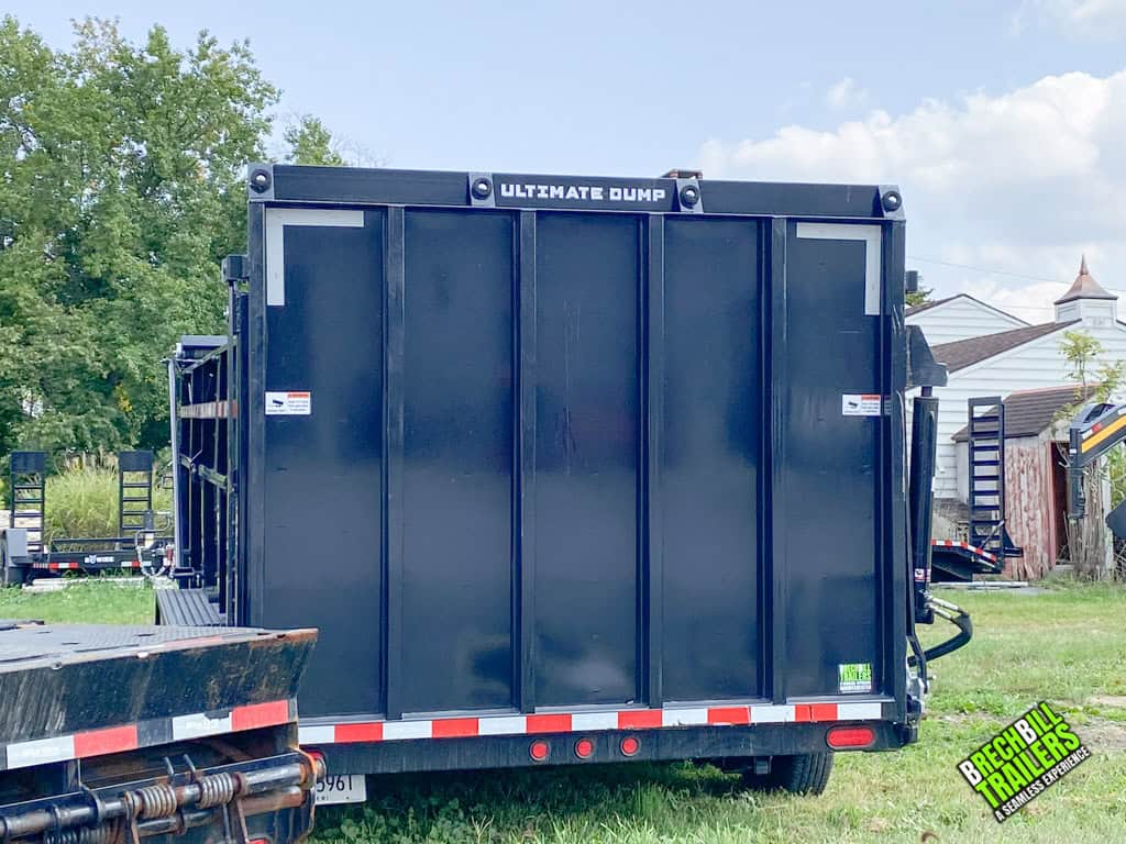 Back of the Used Bwise DU Ultimate Dump Trailer