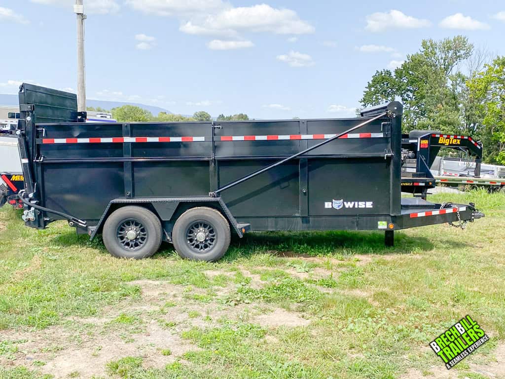 A used Bwise DU16-15 dump trailer in good condition.