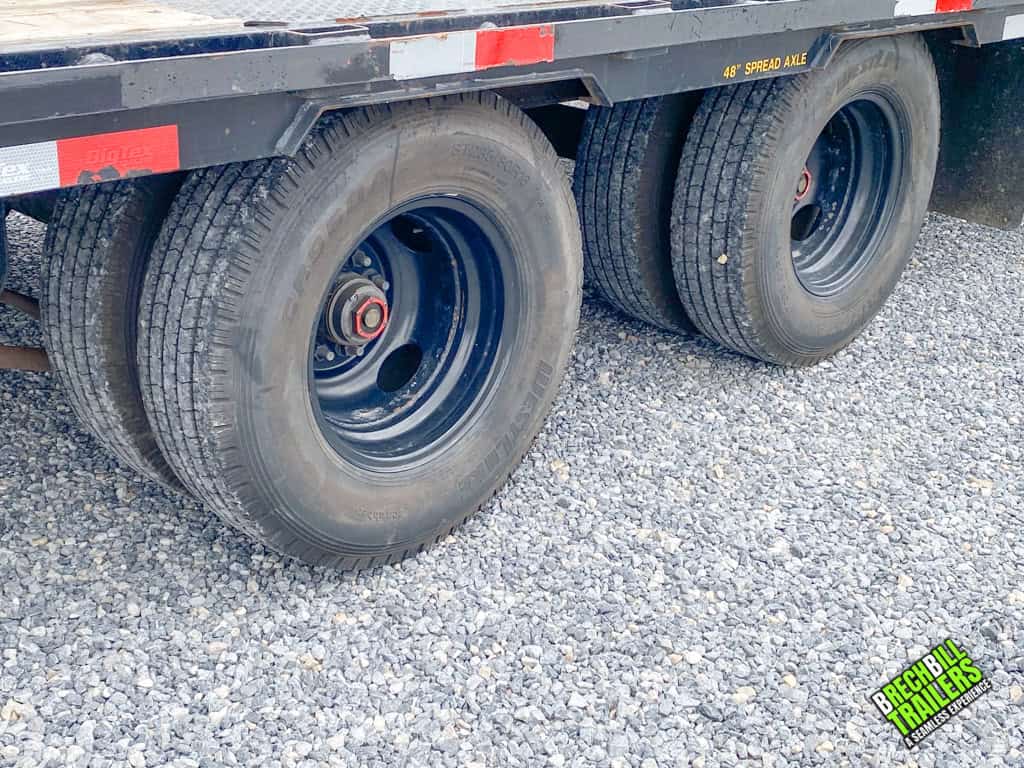 Wheels on a 30ft long Used Big Tex 24K Gooseneck Trailer