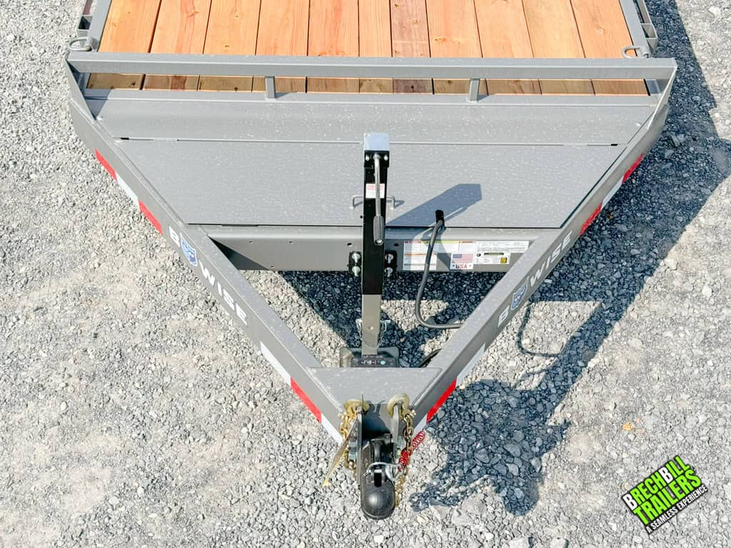 Coupler and jack on the Bwise 12K Low Pro Equipment Trailer