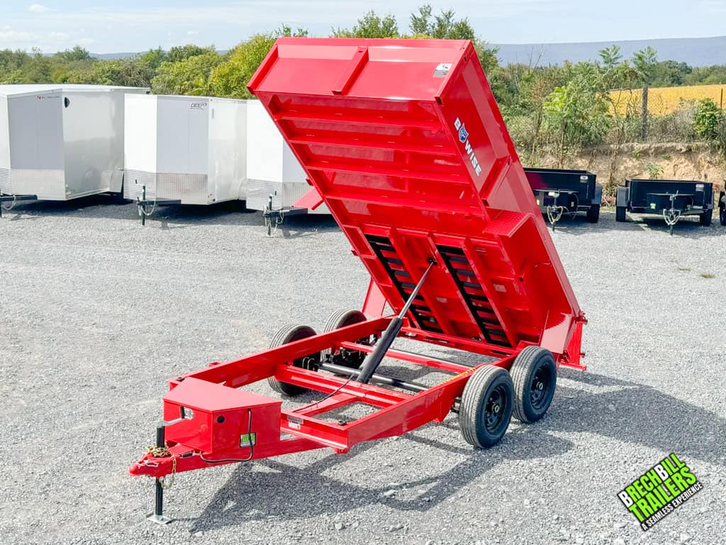The Bwise LP LE 10K Low Pro Dump Trailer in the dump position.