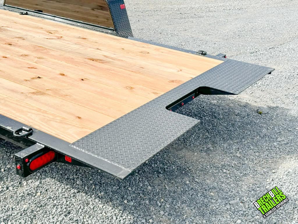 The end of a 7x18 Bwise Hydraulic Tilt Trailer