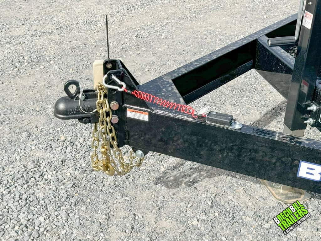 Trailer coupler and chains to connect to truck