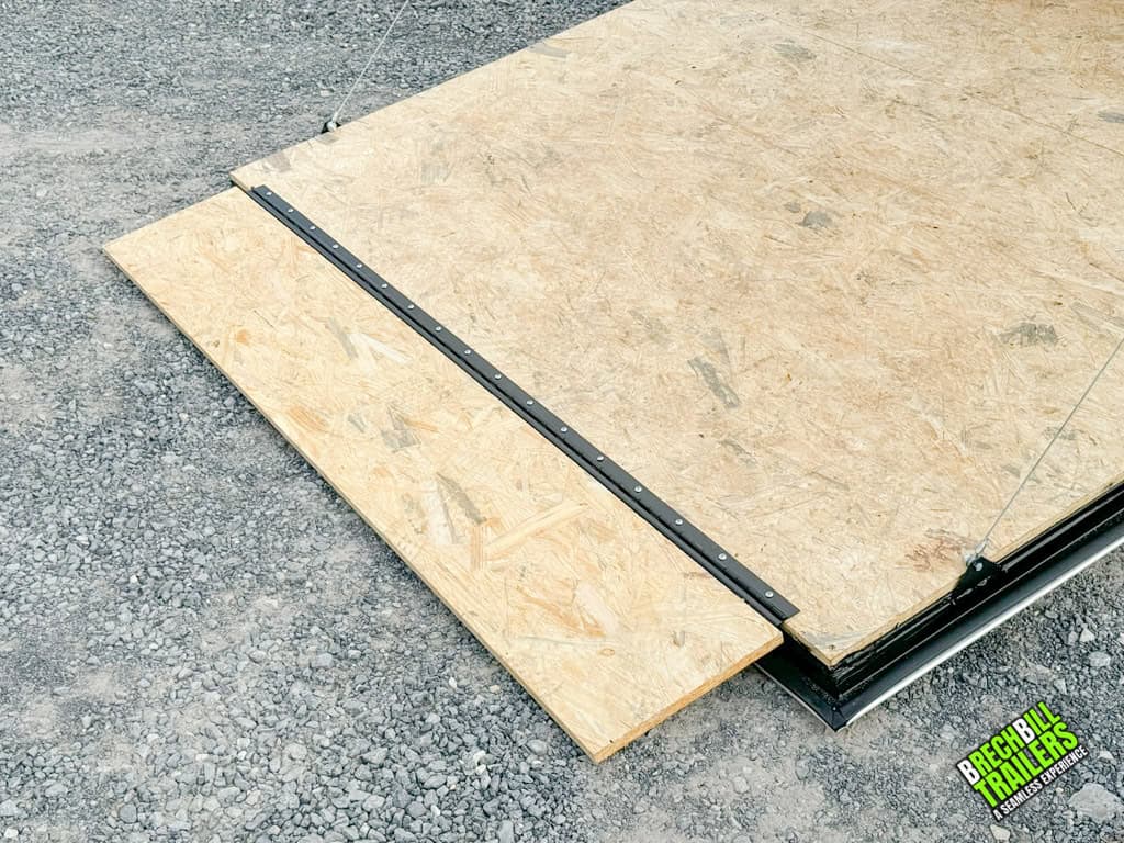 The ramp door down on a new Look Element SE Cargo Trailer.