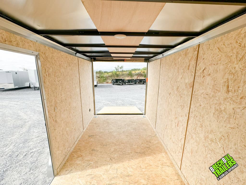 Inside of a Look Element SE Cargo Trailer parked in a lot.