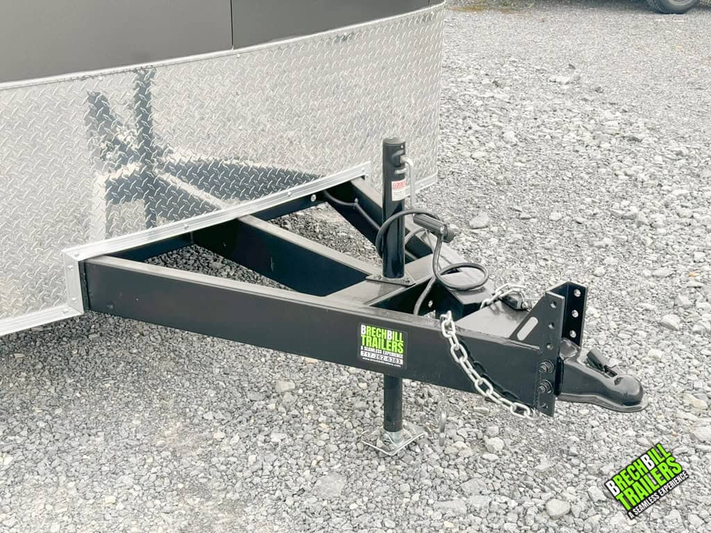 Trailer coupler and Brechbill Trailers tag.