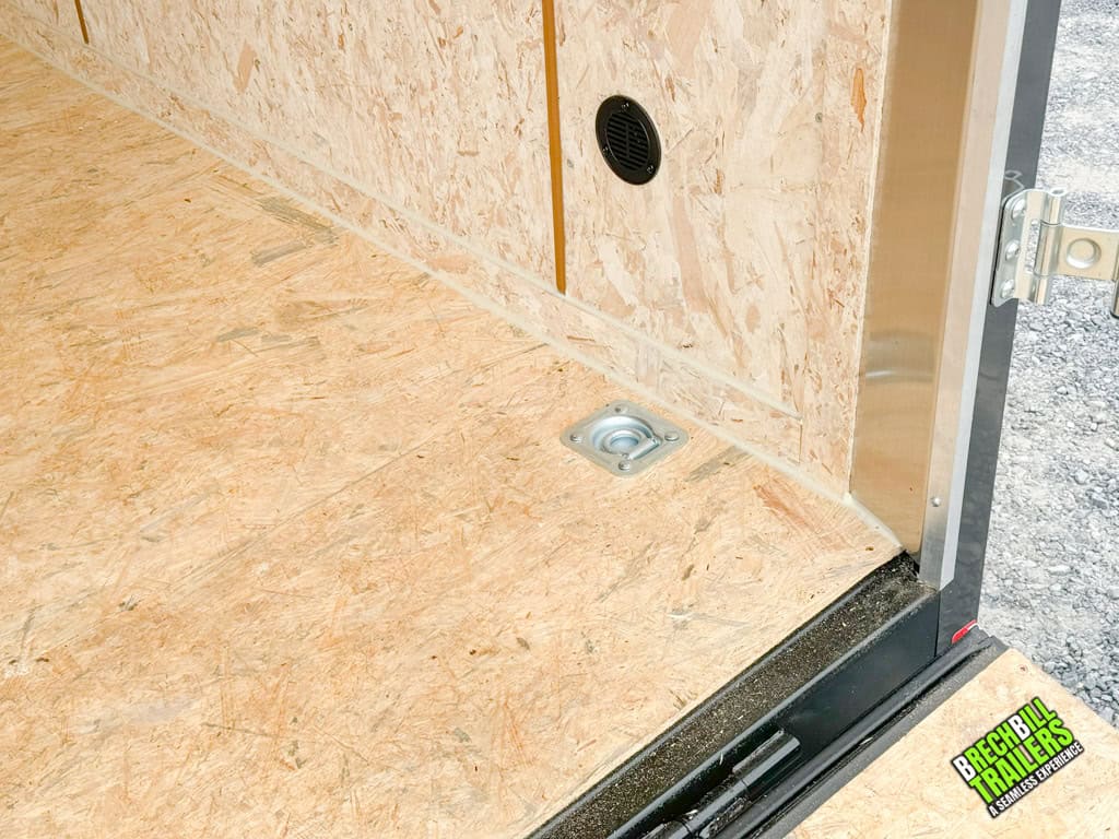 Recessed D Rings inside the Look Enclosed Bullnose Car Trailer.