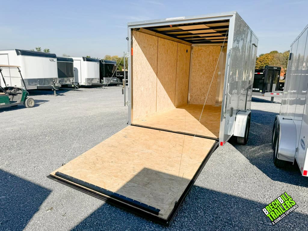 Ramp door open on the Look ST DLX Enclosed Cargo Trailer