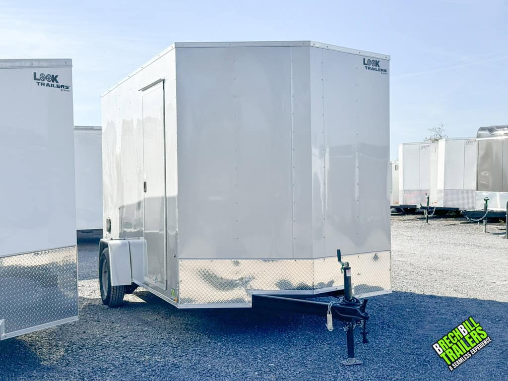 A new 7x12ft Look ST DLX Enclosed Cargo Trailer.