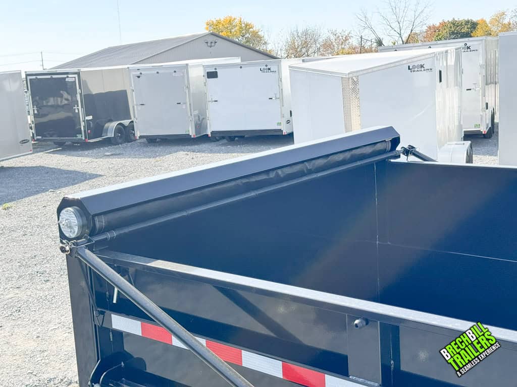 Tarp installed on a Bwise DU Ultimate Dump Trailer