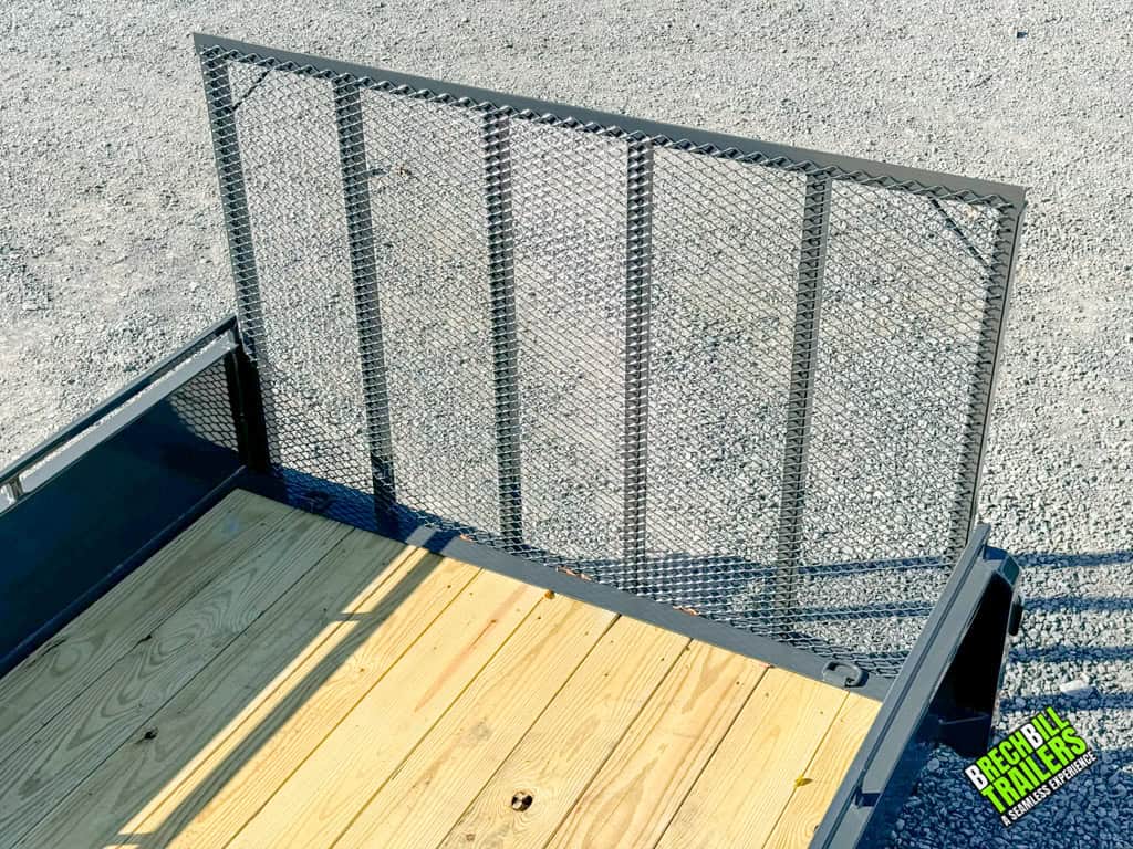 The ramp on a new Belmont Solid Side Utility Trailer