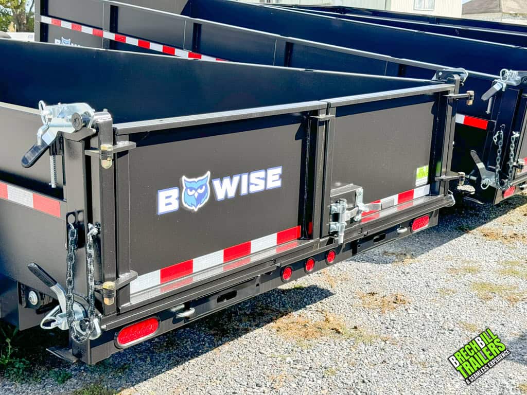 Back of a 7x16 Bwise DLP 15.4K Heavy Duty Dump Trailer