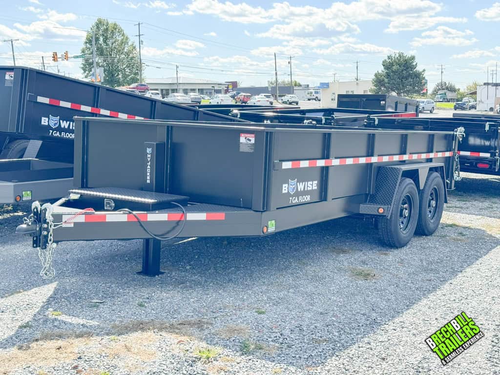 Front view of a new Bwise DLP 15.4K Heavy Duty Dump Trailer