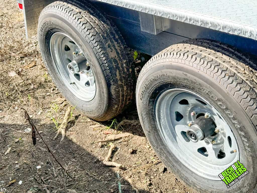 Wheels on a trailer.