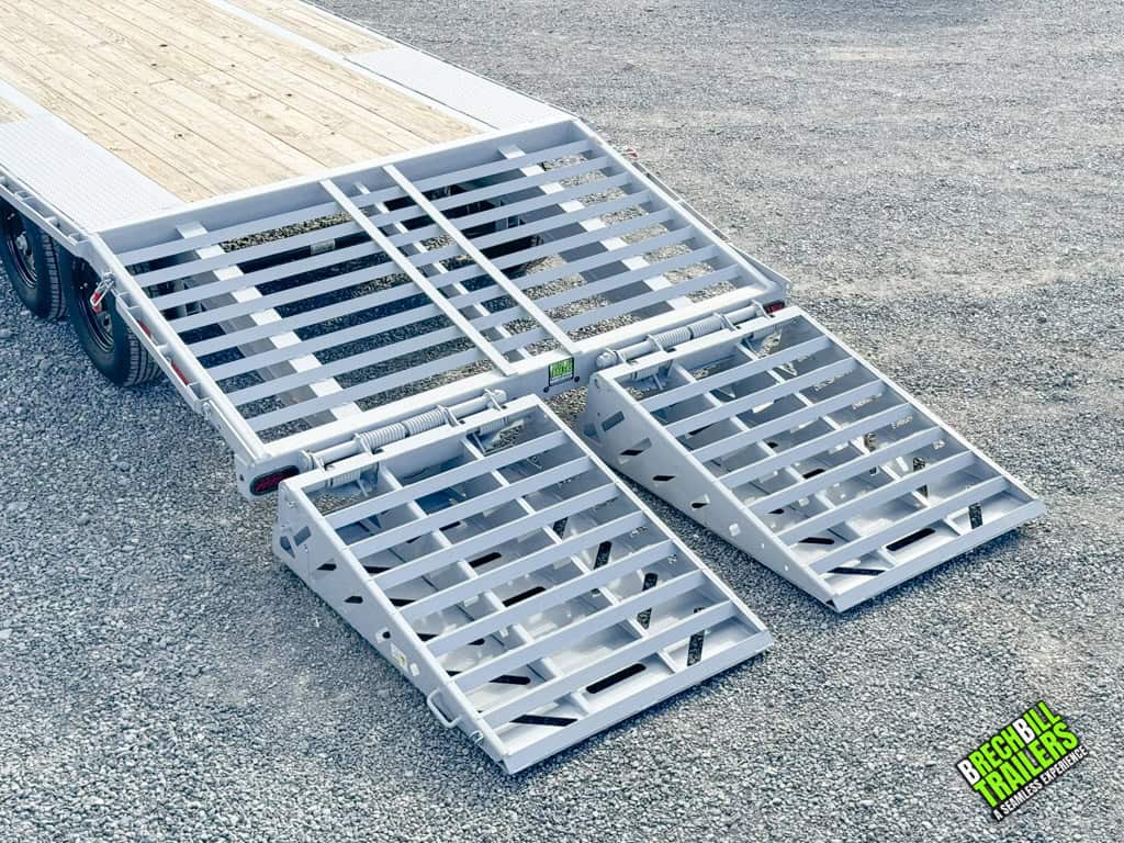Gray ramps on the Horizon 26ft Deck Over Gooseneck Trailer