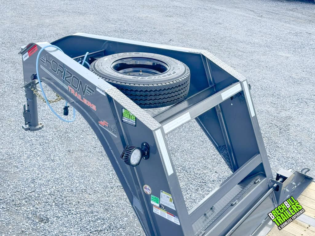 A spare tire mounted.