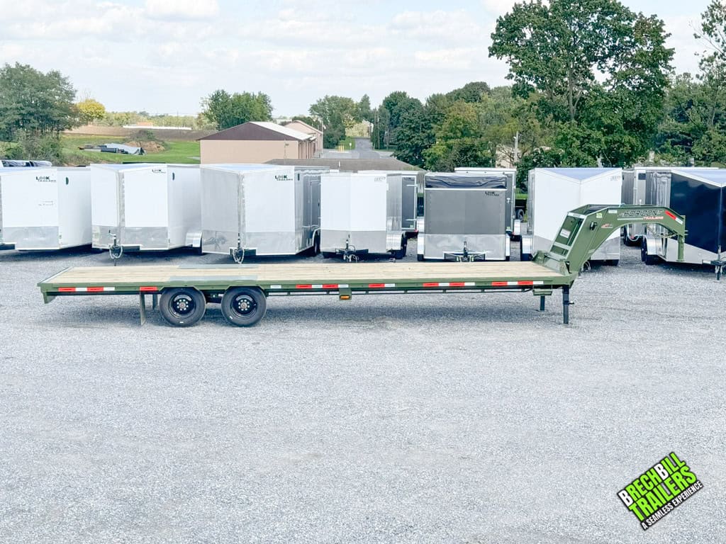 Side view of the 30ft Horizon FHZ-30 in military green.