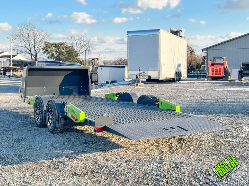 FlatTrak Car Hauler Trailer 8k viewed from the back