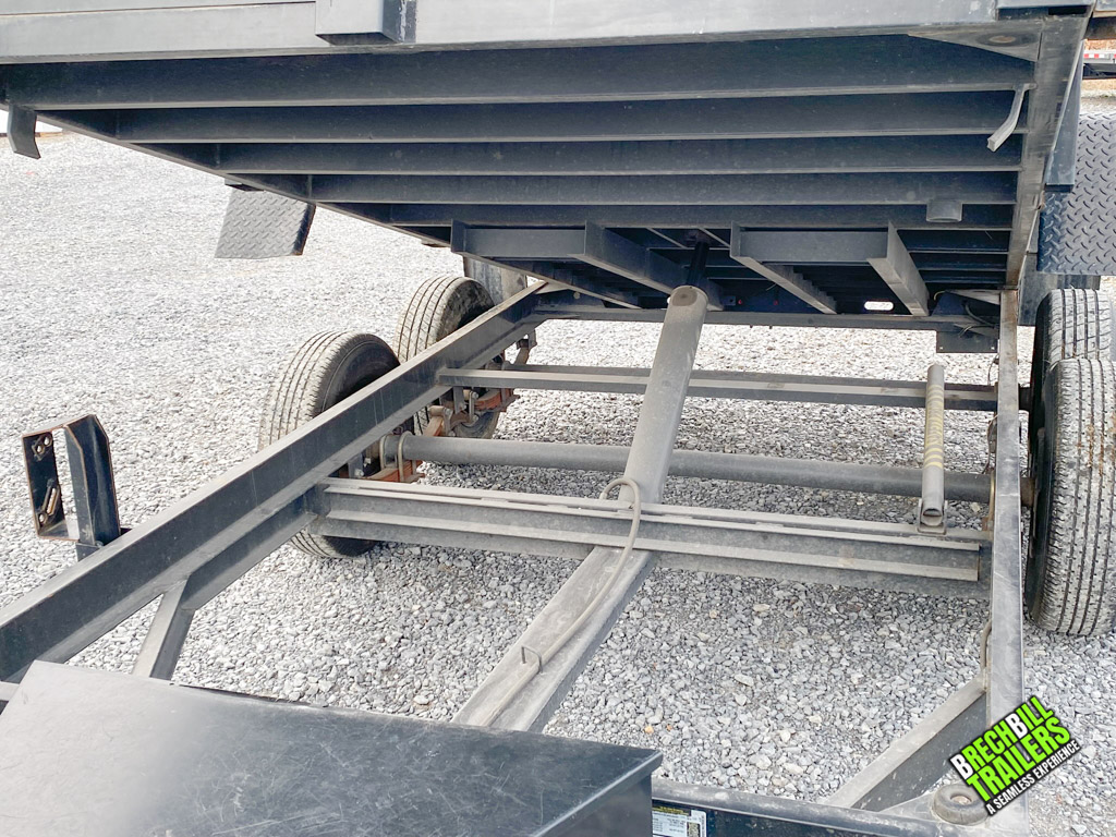 Looking at the frame of a USED Bwise LP LE Low Pro Dump Trailer