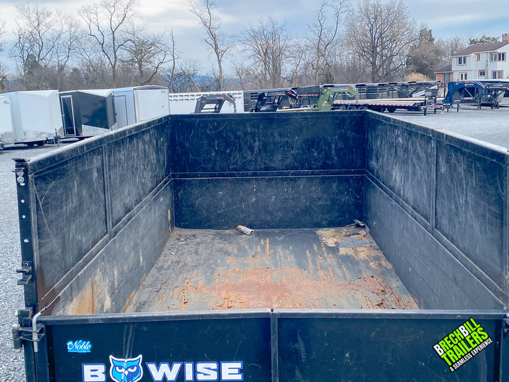 Inside the bed of a USED Bwise LP LE Low Pro Dump Trailer