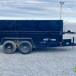Side view to see wheels and paint condition on the USED Bwise LP LE Low Pro Dump Trailer