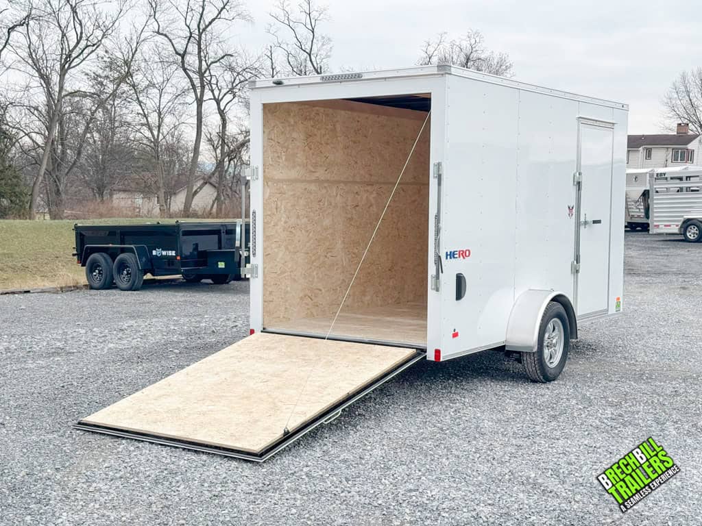 Back view of the Bravo Hero 3K Enclosed Cargo Trailer