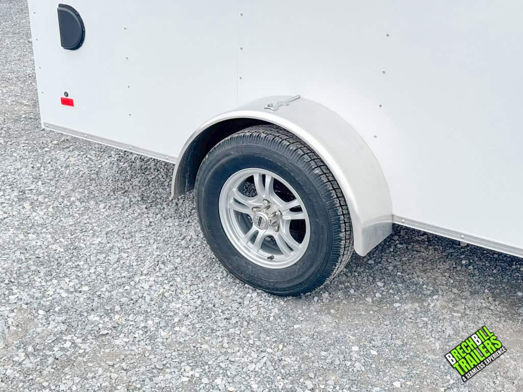 Wheels on the Bravo Hero 3K Enclosed Cargo Trailer