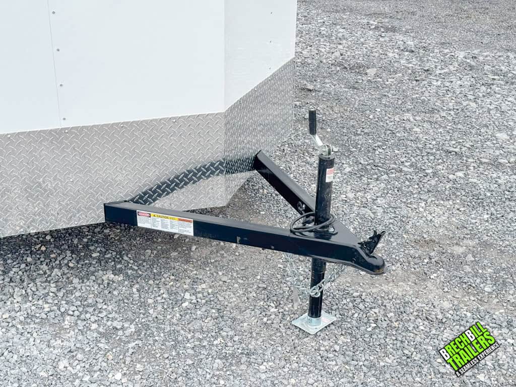 Coupler and jack on the Bravo Hero 3K Enclosed Cargo Trailer