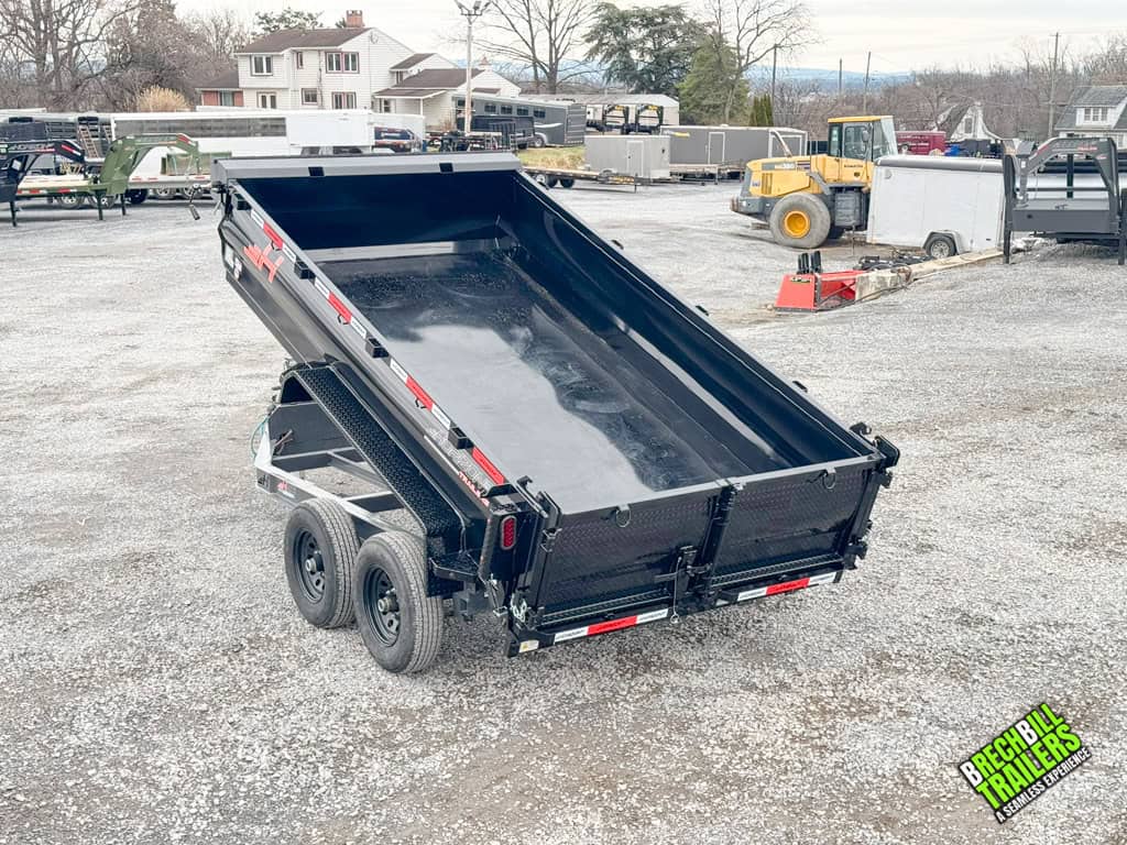 Trailer in the dump position for demonstration purposes