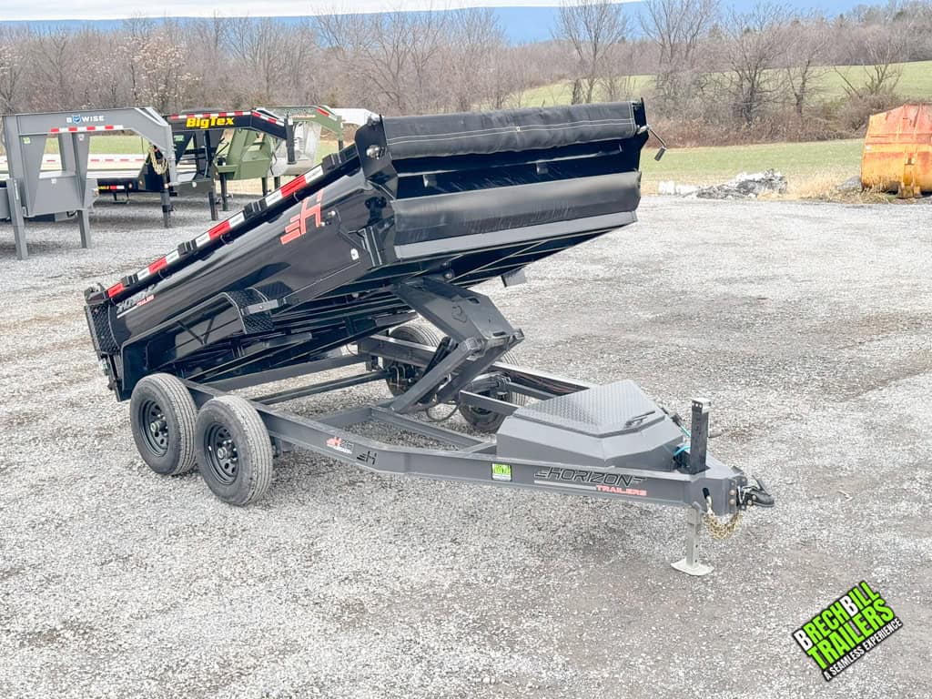 Horizon HD dump trailer with gray frame and a black box