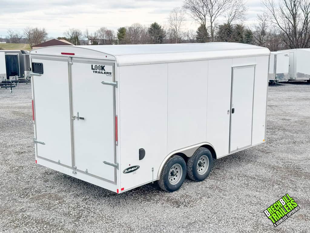 A white Look Large Enclosed Cargo Trailer for sale
