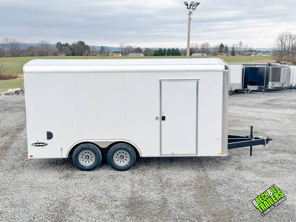 Look Large Enclosed Cargo Trailer parked in the lot