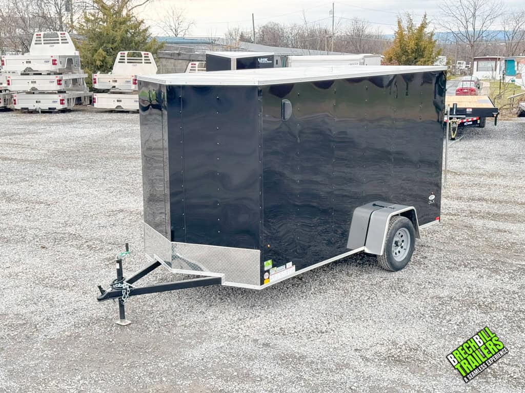 A brand new black Look ST DLX enclosed cargo trailer for sale