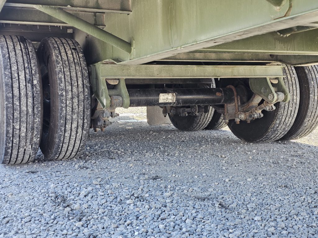 The axles viewed from under the trailer