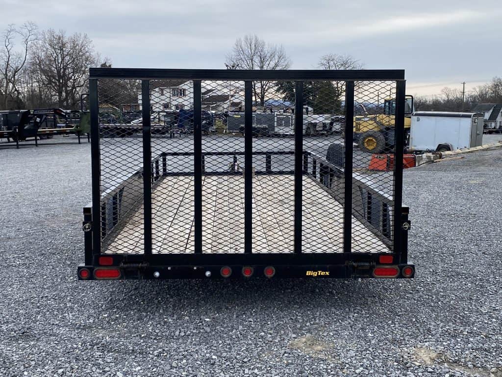 Back ramp folded up while the trailer is parked