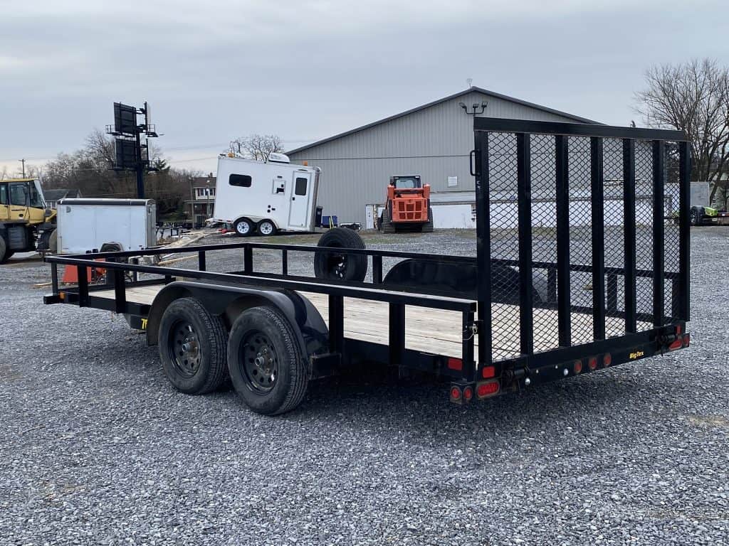 Back view of a Used 2022 BIGTEX Utility Landscape Trailer